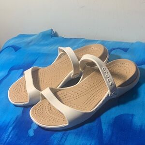 CROCS Women's Tan and Cream Sandals